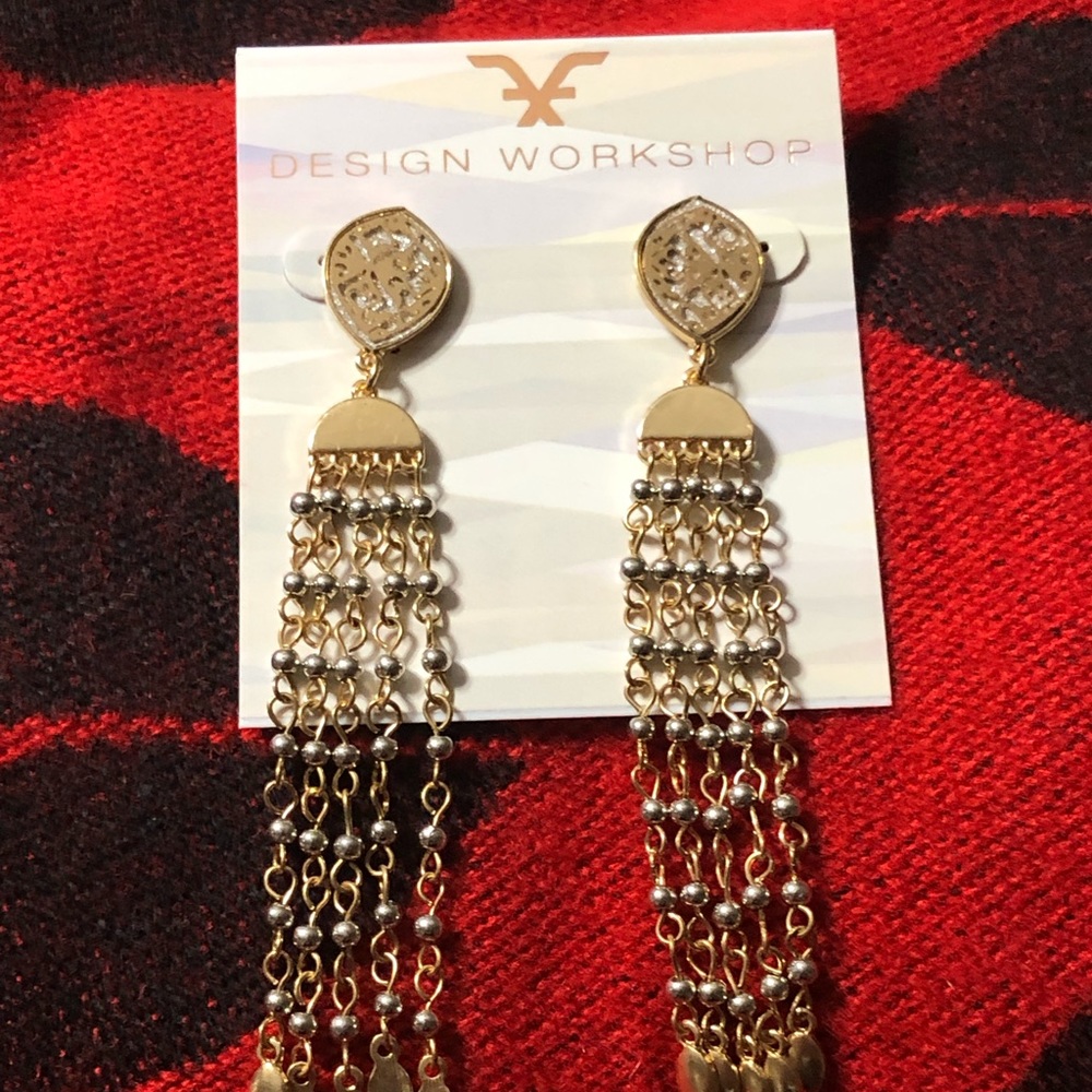 Silver and gold dangly earrings
